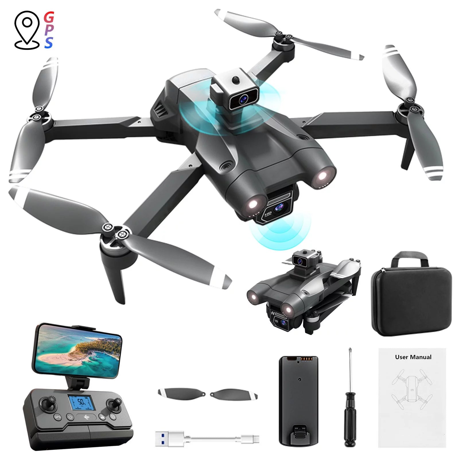 Drone with 4K Camera for Adults, Foldable FPV RC Quadcopter with Brushless Motor, Smart Return Home, Follow Me, 60 Min Flight Time