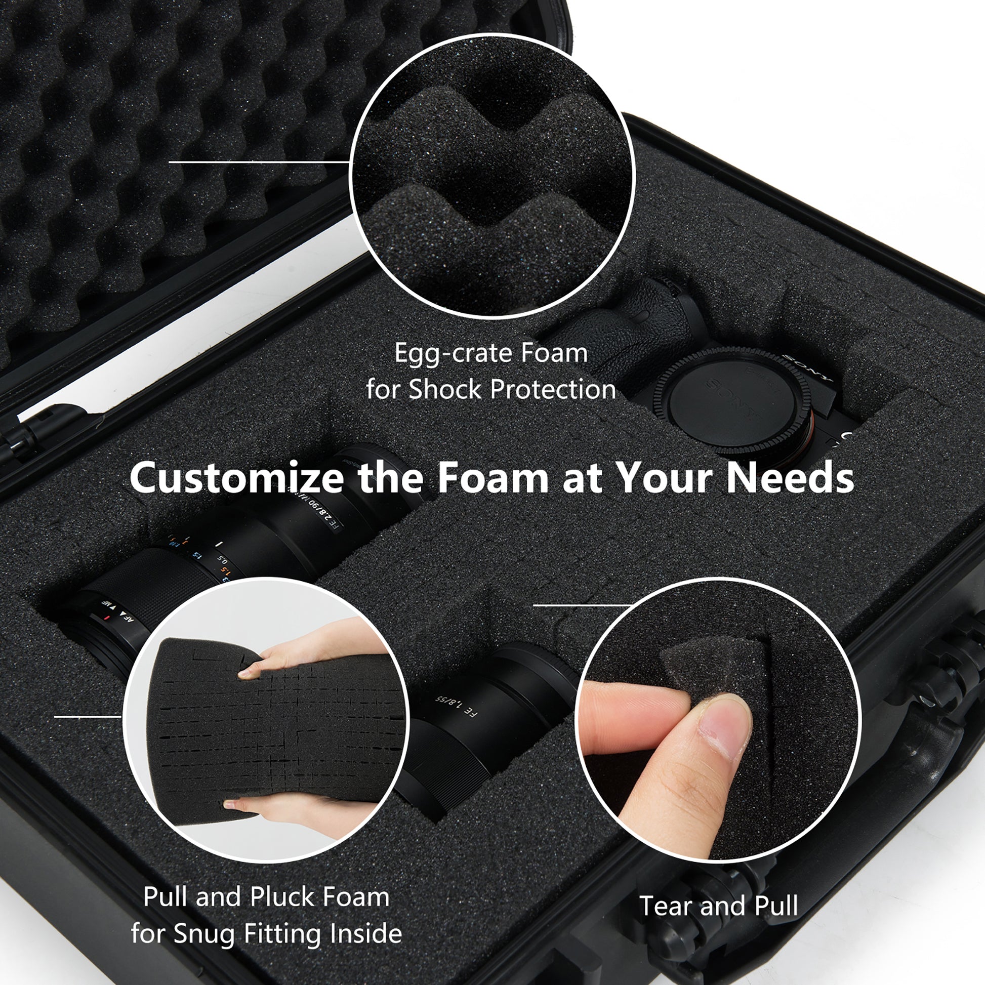 13.5-Inch Multi-Purpose Hard Case Camera Carrying Box W/Customizable Foam IP66 Waterproof