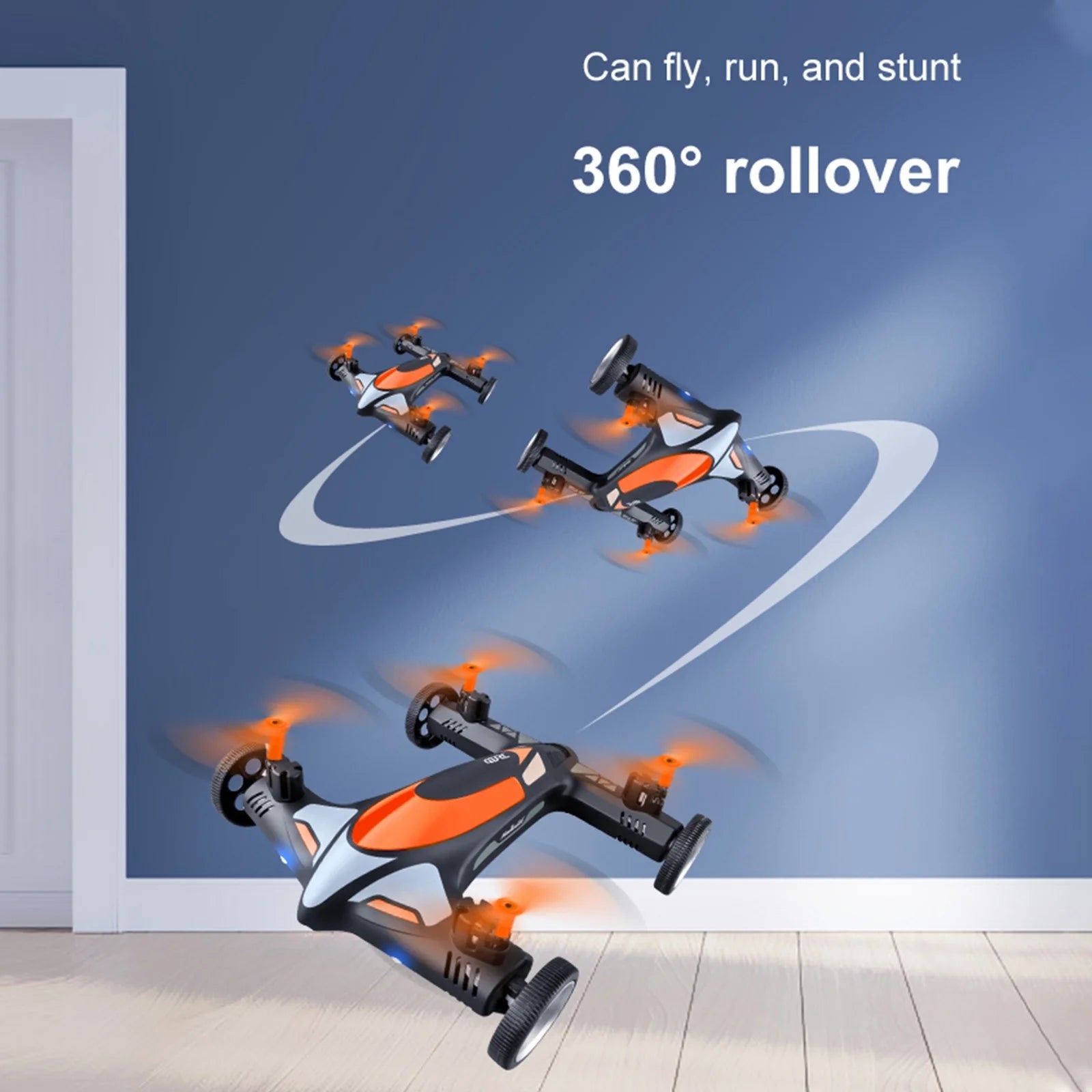 Enhanced Dual 1080P WiFi Camera Drone with Remote Control Quadcopter and Ground Vehicle, Featuring 360° Rolling and LED Speed Lights