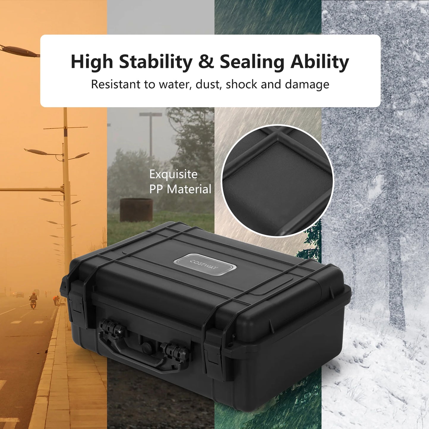 13.5-Inch Multi-Purpose Hard Case Camera Carrying Box W/Customizable Foam IP66 Waterproof