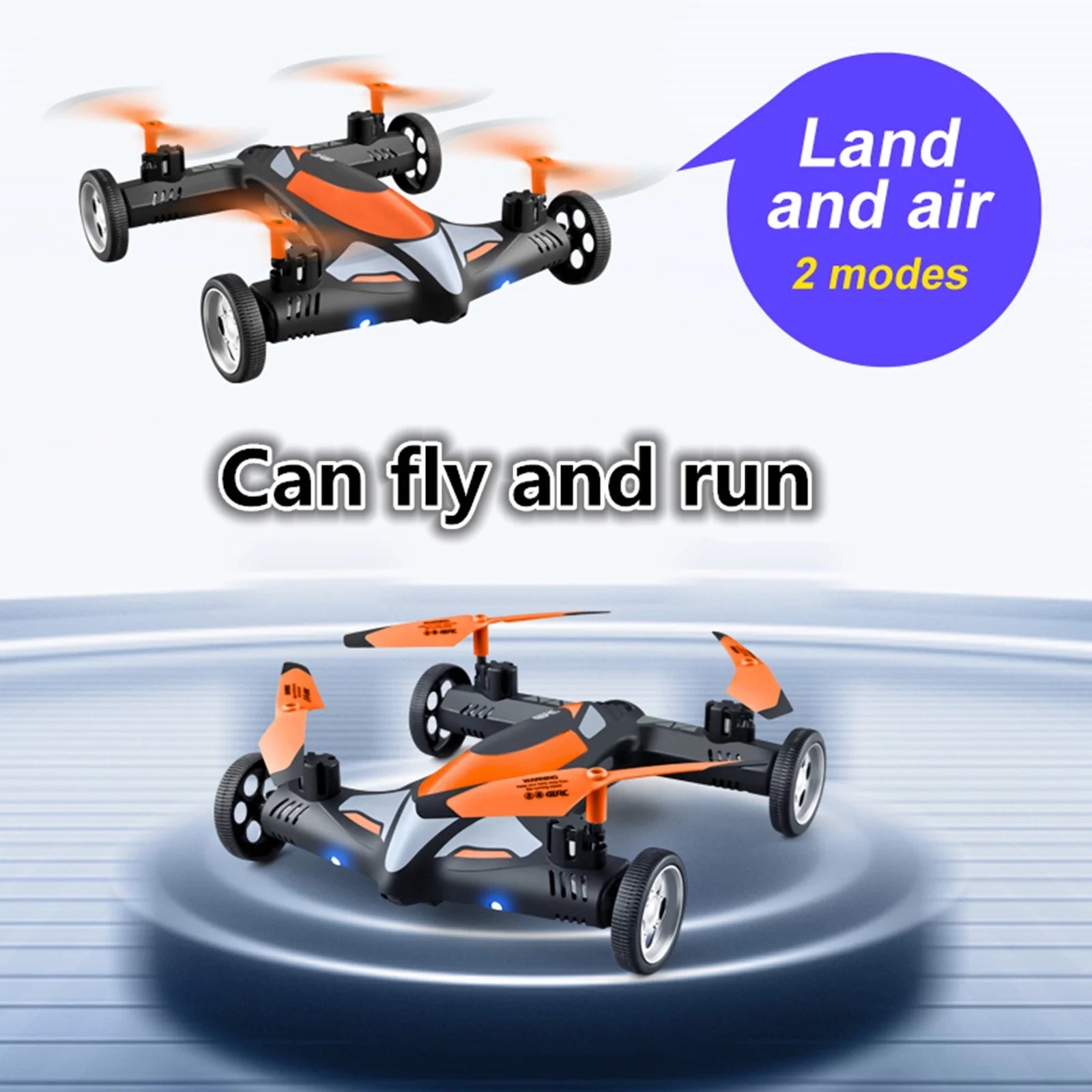Enhanced Dual 1080P WiFi Camera Drone with Remote Control Quadcopter and Ground Vehicle, Featuring 360° Rolling and LED Speed Lights