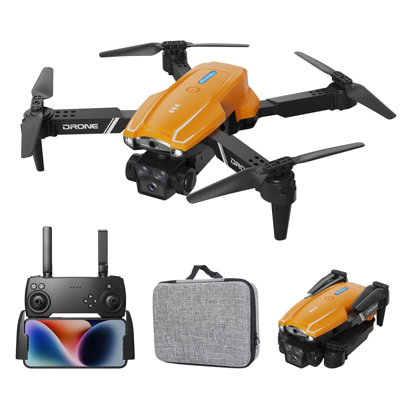 FPV Quadcopter Drone with 1080P Camera, 2.4G WiFi, Headless Mode, Follow Me, and Altitude Hold - Ideal Gift for Kids and Adults - Orange