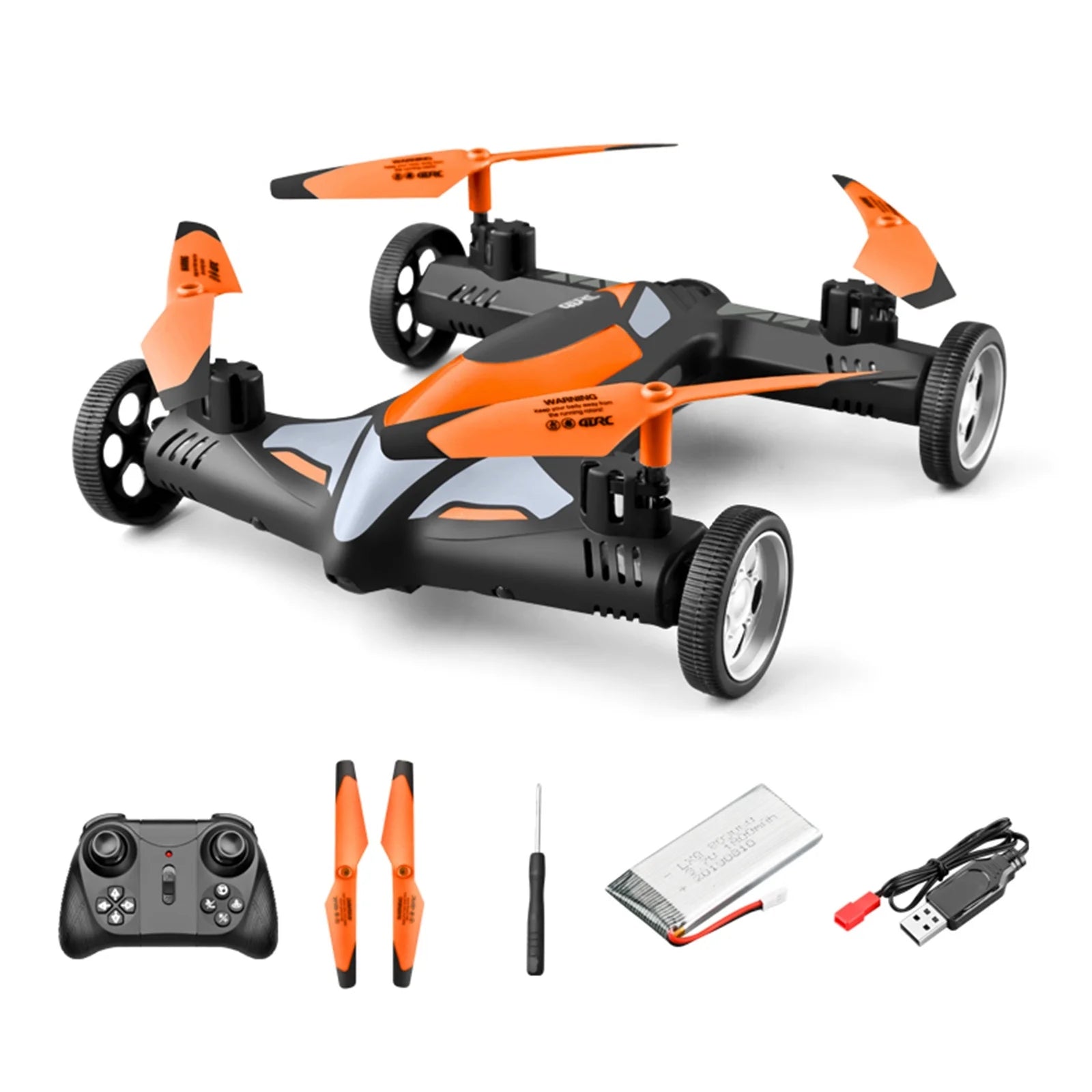 Enhanced Dual 1080P WiFi Camera Drone with Remote Control Quadcopter and Ground Vehicle, Featuring 360° Rolling and LED Speed Lights