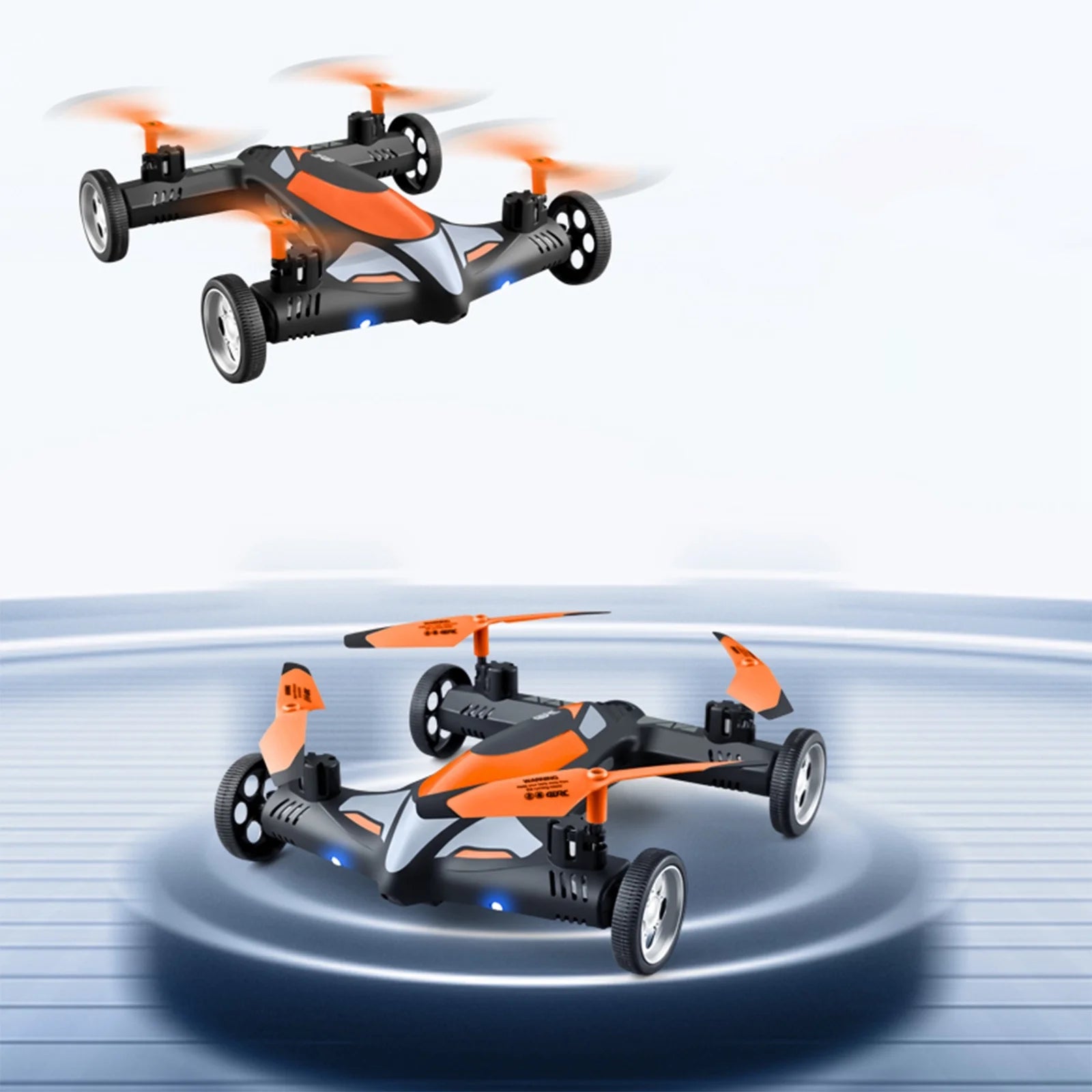 Enhanced Dual 1080P WiFi Camera Drone with Remote Control Quadcopter and Ground Vehicle, Featuring 360° Rolling and LED Speed Lights