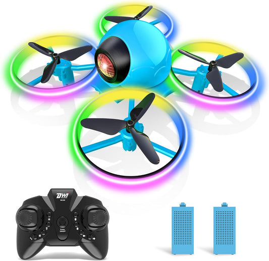 Mini Drone for Kids - 4.9 Inch Compact Quadcopter with LED Lights, One-Key Takeoff, and Spin Flips - Ideal for Beginners and Adults, Blue