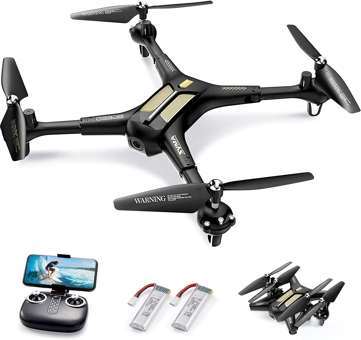 X600W Foldable 1080P FPV Drone with Camera - Remote Control Quadcopter for Adults and Kids, Featuring Altitude Hold, Headless Mode, One-Key Start, 3D Flips, and Two Batteries