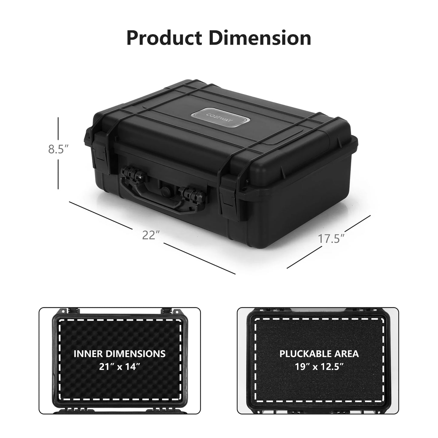 22-Inch Multi-Purpose Hard Case Camera Carrying Box W/ Customizable Foam Waterproof IP66