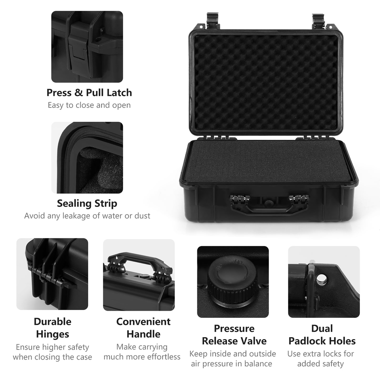 22-Inch Multi-Purpose Hard Case Camera Carrying Box W/ Customizable Foam Waterproof IP66