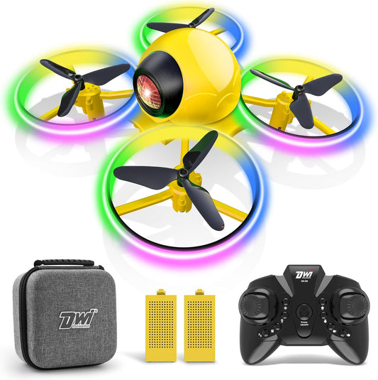 Mini Drone for Kids - 10 Minutes Flight Time, Blinking Light, One-Key Takeoff, Spin & Crash-Proof RC Nano Quadcopter with Carrying Case - Ideal for Beginners - Yellow